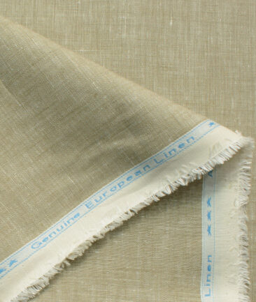 Linen Club Men's 100% Linen 30 LEA Solids 3.75 Meter Unstitched Suiting Fabric (Light Brown)