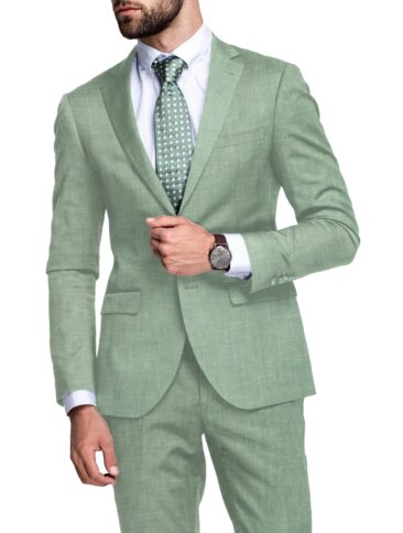 Linen Club Men's 100% Linen 30 LEA Solids 3.75 Meter Unstitched Suiting Fabric (Surf Green)