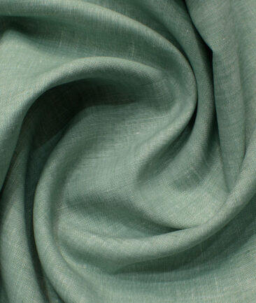 Linen Club Men's 100% Linen 30 LEA Solids 3.75 Meter Unstitched Suiting Fabric (Surf Green)