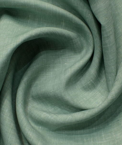 Linen Club Men's 100% Linen 30 LEA Solids 3.75 Meter Unstitched Suiting Fabric (Surf Green)