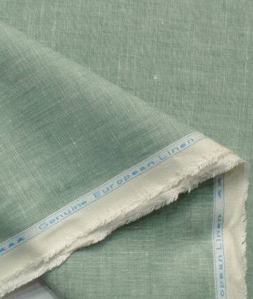 Linen Club Men's 100% Linen 30 LEA Solids 3.75 Meter Unstitched Suiting Fabric (Surf Green)