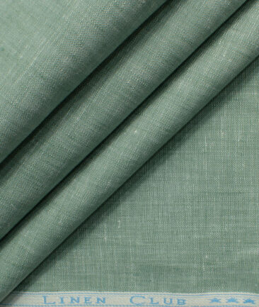 Linen Club Men's 100% Linen 30 LEA Solids 3.75 Meter Unstitched Suiting Fabric (Surf Green)