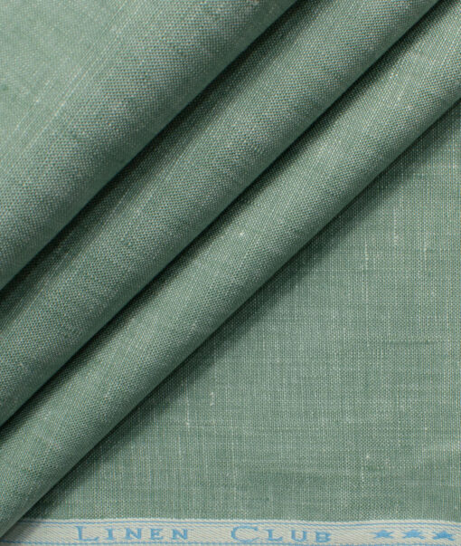 Linen Club Men's 100% Linen 30 LEA Solids 3.75 Meter Unstitched Suiting Fabric (Surf Green)