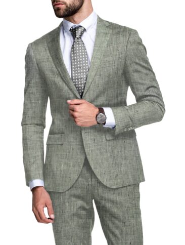 Linen Club Men's 100% Linen 30 LEA Structured 3.75 Meter Unstitched Suiting Fabric (White & Black)