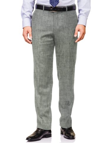 Linen Club Men's 100% Linen 30 LEA Structured 3.75 Meter Unstitched Suiting Fabric (White & Black)