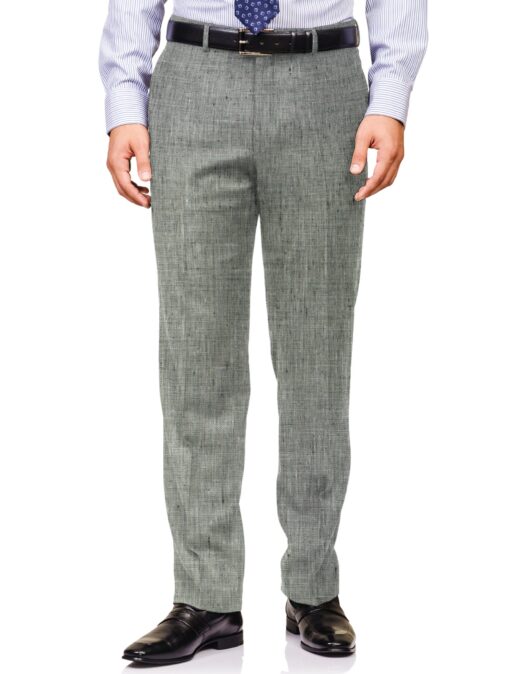 Linen Club Men's 100% Linen 30 LEA Structured 3.75 Meter Unstitched Suiting Fabric (White & Black)
