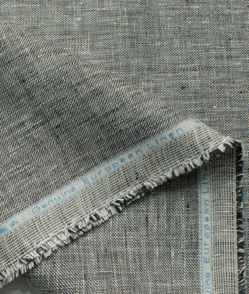 Linen Club Men's 100% Linen 30 LEA Structured 3.75 Meter Unstitched Suiting Fabric (White & Black)