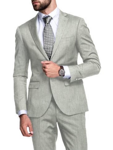 Linen Club Men's 100% Linen 30 LEA Self Design 3.75 Meter Unstitched Suiting Fabric (Light Grey)