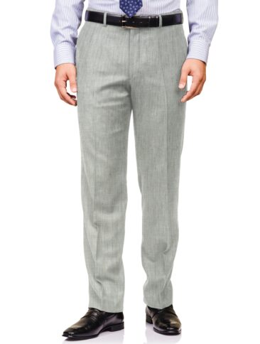 Linen Club Men's 100% Linen 30 LEA Self Design 3.75 Meter Unstitched Suiting Fabric (Light Grey)
