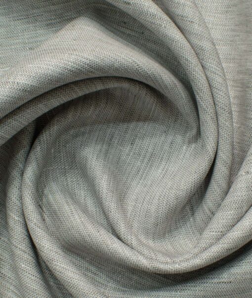 Linen Club Men's 100% Linen 30 LEA Self Design 3.75 Meter Unstitched Suiting Fabric (Light Grey)