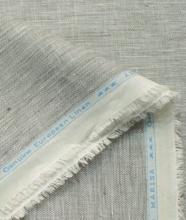 Linen Club Men's 100% Linen 30 LEA Self Design 3.75 Meter Unstitched Suiting Fabric (Light Grey)