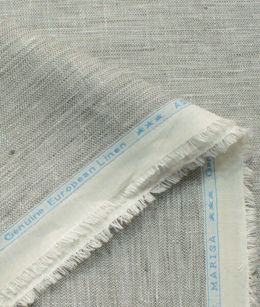 Linen Club Men's 100% Linen 30 LEA Self Design 3.75 Meter Unstitched Suiting Fabric (Light Grey)
