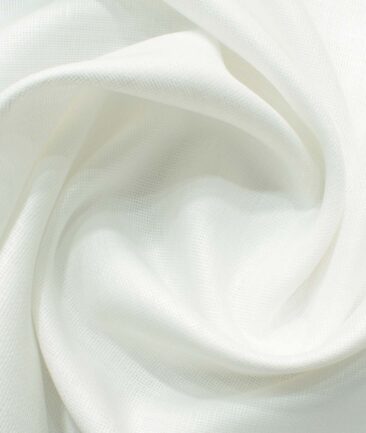Linen Club Men's Pure Linen 66 LEA Structured 2.25 Meter Unstitched Shirting Fabric (White)