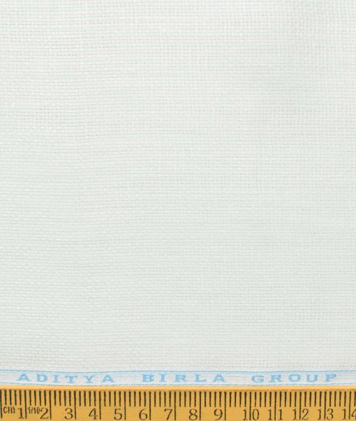 Linen Club Men's Pure Linen 66 LEA Structured 2.25 Meter Unstitched Shirting Fabric (White)
