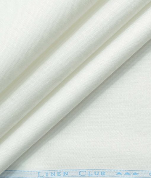 Linen Club Men's Pure Linen 66 LEA Solids 3.50 Meter Unstitched Shirting Fabric (White)