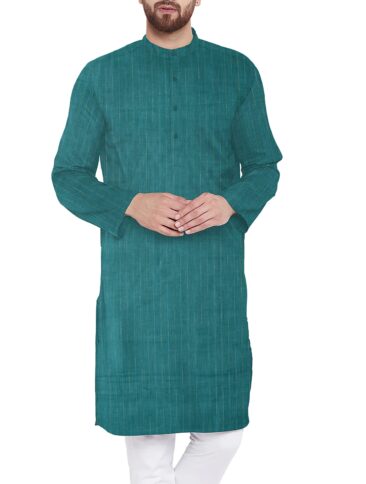 Linen Club Men's Pure Linen 66 LEA Striped 2.25 Meter Unstitched Shirting Fabric (Surfie Green)