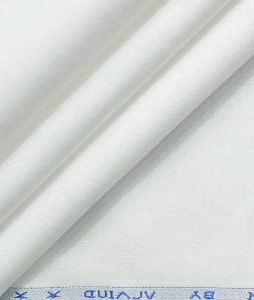 Arvind Men's Pure Linen 60 LEA Self Design 3.50 Meter Unstitched Shirting Fabric (White)