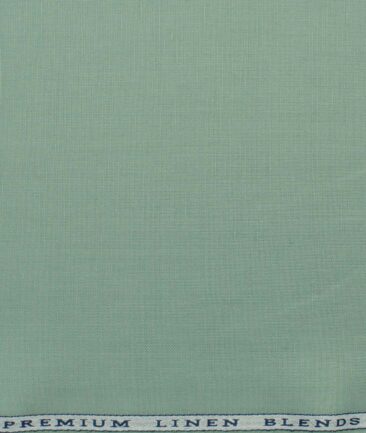 Cavallo by Linen Club Men's Cotton Linen Self Design 2.25 Meter Unstitched Shirting Fabric (Fern Green)