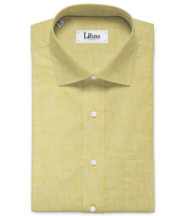 Cavallo by Linen Club Men's Cotton Linen Self Design 2.25 Meter Unstitched Shirting Fabric (Yellow)