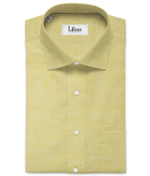 Cavallo by Linen Club Men's Cotton Linen Self Design 2.25 Meter Unstitched Shirting Fabric (Yellow)