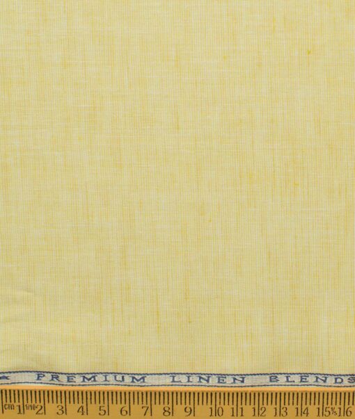Cavallo by Linen Club Men's Cotton Linen Self Design 2.25 Meter Unstitched Shirting Fabric (Yellow)