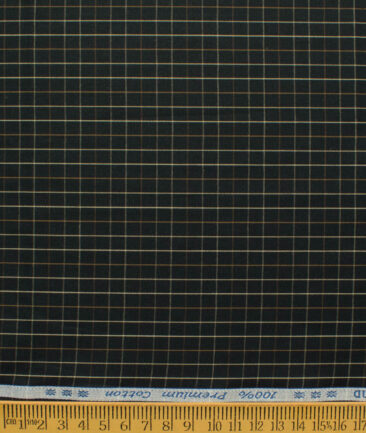 Arvind Men's 60's Premium Cotton Checks 2.25 Meter Unstitched Shirting Fabric (Black)