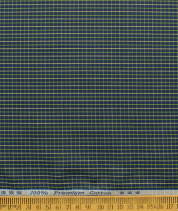 Arvind Men's 60's Premium Cotton Checks 2.25 Meter Unstitched Shirting Fabric (Dark Blue)