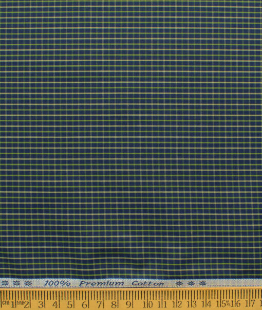 Arvind Men's 60's Premium Cotton Checks 2.25 Meter Unstitched Shirting Fabric (Dark Blue)