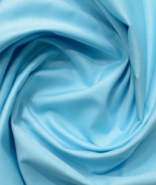 Burgoyne Men's Giza Cotton Solids 2.25 Meter Unstitched Shirting Fabric (Arctic Blue)