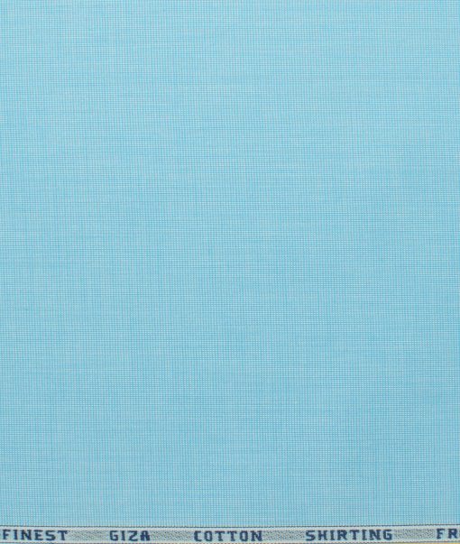 Burgoyne Men's Giza Cotton Solids 2.25 Meter Unstitched Shirting Fabric (Arctic Blue)