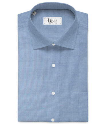 Burgoyne Men's Giza Cotton Solids 2.25 Meter Unstitched Shirting Fabric (Light Blue)