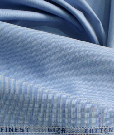 Burgoyne Men's Giza Cotton Solids 2.25 Meter Unstitched Shirting Fabric (Light Blue)