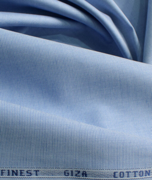 Burgoyne Men's Giza Cotton Solids 2.25 Meter Unstitched Shirting Fabric (Light Blue)