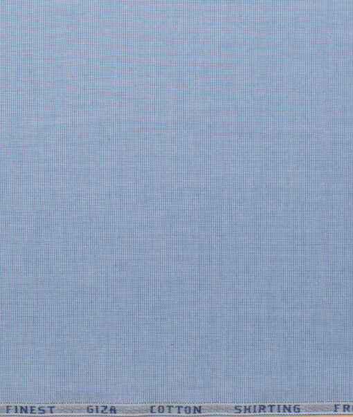 Burgoyne Men's Giza Cotton Solids 2.25 Meter Unstitched Shirting Fabric (Light Blue)
