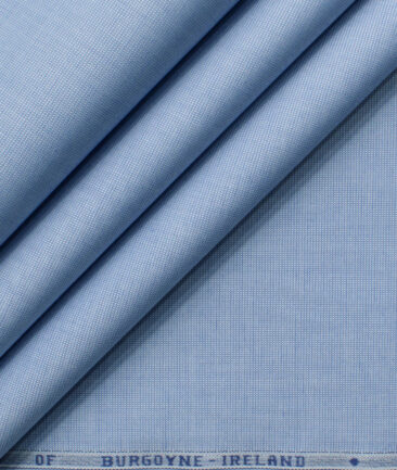 Burgoyne Men's Giza Cotton Solids 2.25 Meter Unstitched Shirting Fabric (Light Blue)