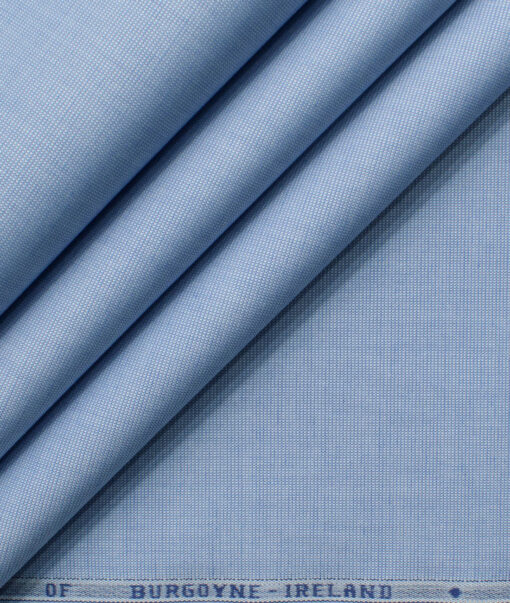 Burgoyne Men's Giza Cotton Solids 2.25 Meter Unstitched Shirting Fabric (Light Blue)