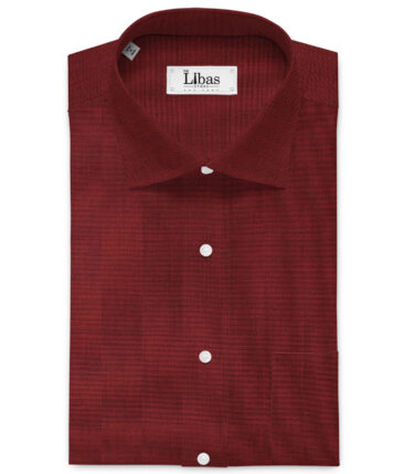 Burgoyne Men's Giza Cotton Solids 2.25 Meter Unstitched Shirting Fabric (Maroon Red)