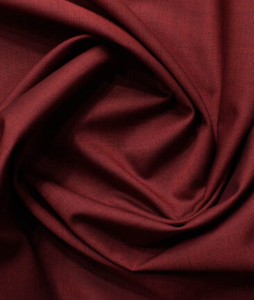Burgoyne Men's Giza Cotton Solids 2.25 Meter Unstitched Shirting Fabric (Maroon Red)