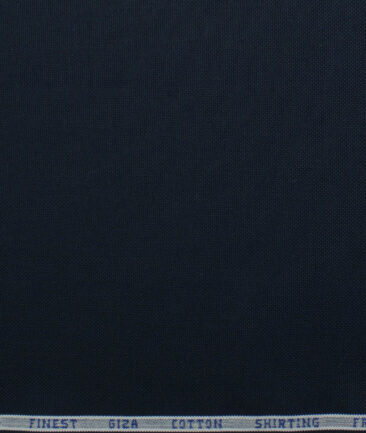 Burgoyne Men's Giza Cotton Solids 2.25 Meter Unstitched Shirting Fabric (Dark Navy Blue)