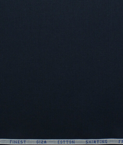 Burgoyne Men's Giza Cotton Solids 2.25 Meter Unstitched Shirting Fabric (Dark Navy Blue)