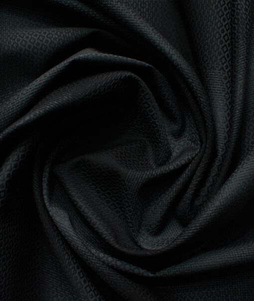 Luthai Men's Supima Cotton Checks 2.25 Meter Unstitched Shirting Fabric (Black & Grey)