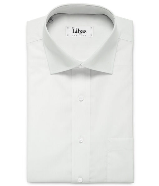 Luthai Men's 2/140's Supima Cotton Solids 2.25 Meter Unstitched Shirting Fabric (White)
