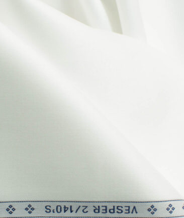 Luthai Men's 2/140's Supima Cotton Solids 2.25 Meter Unstitched Shirting Fabric (White)