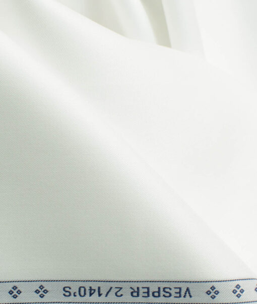 Luthai Men's 2/140's Supima Cotton Solids 2.25 Meter Unstitched Shirting Fabric (White)