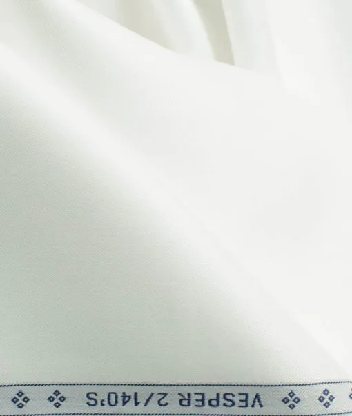 Luthai Men's 2/140's Supima Cotton Solids 2.25 Meter Unstitched Shirting Fabric (White)