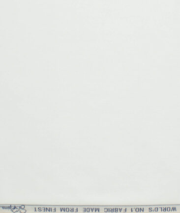 Luthai Men's 2/140's Supima Cotton Solids 2.25 Meter Unstitched Shirting Fabric (White)