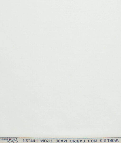 Luthai Men's 2/140's Supima Cotton Solids 2.25 Meter Unstitched Shirting Fabric (White)