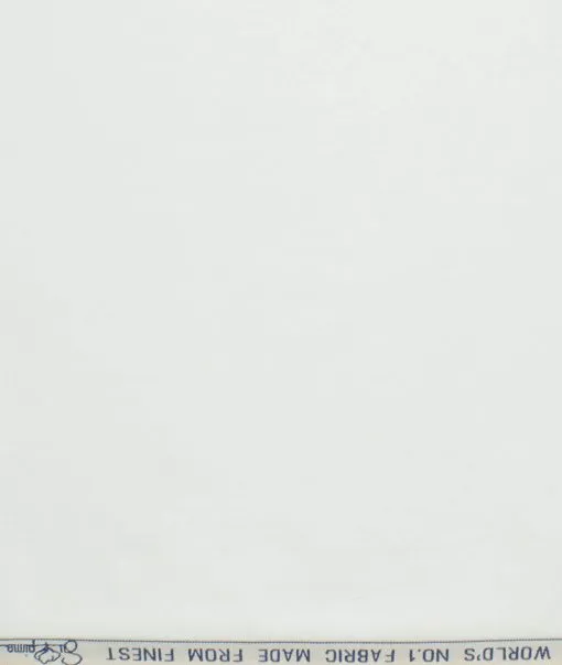 Luthai Men's 2/140's Supima Cotton Solids 2.25 Meter Unstitched Shirting Fabric (White)