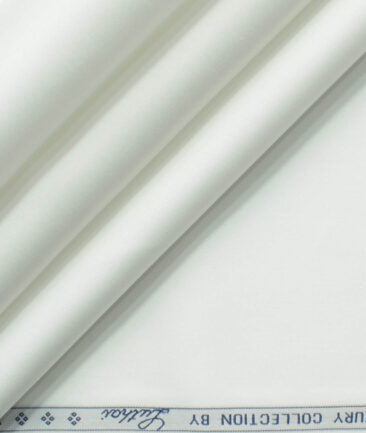 Luthai Men's 2/140's Supima Cotton Solids 2.25 Meter Unstitched Shirting Fabric (White)