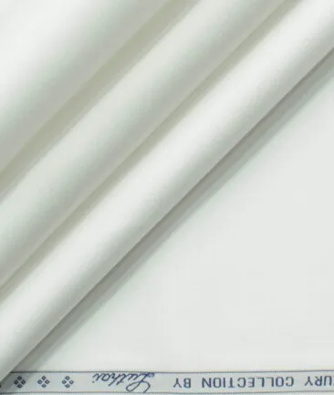 Luthai Men's 2/140's Supima Cotton Solids 2.25 Meter Unstitched Shirting Fabric (White)